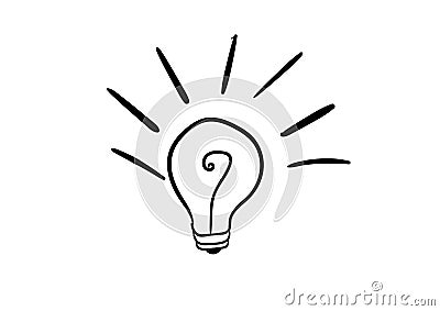 Representation of an idea or inspiration with incandescent light bulb doodle icon vector Stock Photo