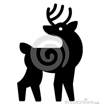 Reindeer Isolated Vector Icon that can be easily modified or edit in any style Reindeer Isolated Vector Icon that can be easily m Vector Illustration