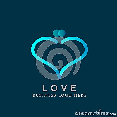 Abstract loving kissing couple shaped line heart love logo icon for valentine gift icon vector Cartoon Illustration