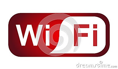 Wifi icon symbol wireless connection 3d icon button in red element on white background Cartoon Illustration