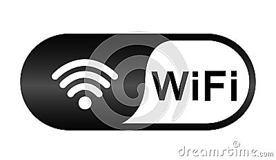 Wifi icon symbol wireless connection 3d icon button in black element on white background Cartoon Illustration