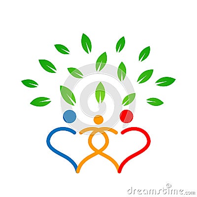 Family tree in heart tree symbols parent,kid,parenting,care,health education icon design vector on white background Cartoon Illustration