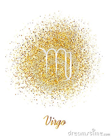 Zodiac sign Virgo on gold background Vector Illustration