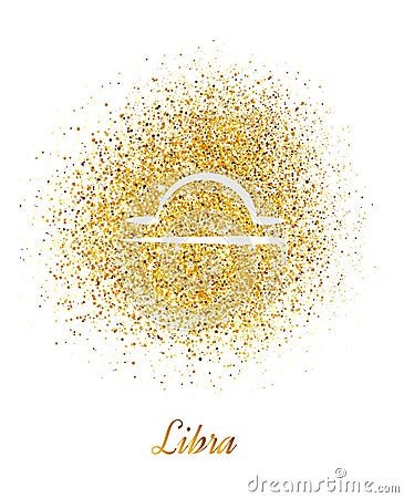 Zodiac sign Libra on gold background Vector Illustration