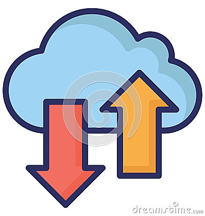 Cloud Arrows Isolated Vector Icon that can easily modify or edit. Vector Illustration