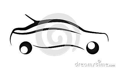 Car logo icon line art icon element vector illustrations of car on white background Cartoon Illustration