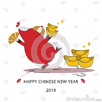 Golden year of the pig, happy Chinese new year 2019 banner or background Stock Photo