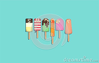 Ice Cream set. Summer.Vector illustration. Vector Illustration