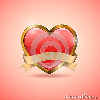 Valentine heart badge flag emblem, Vector illustration Vector Illustration