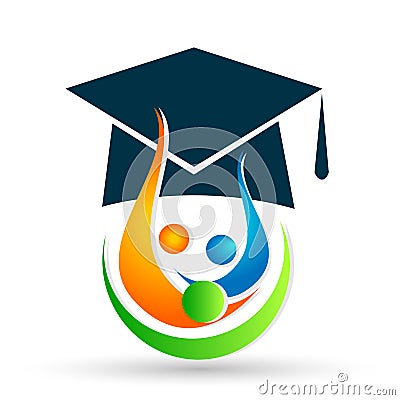 Graduates academic high education students logo icon successful graduation students bacholar icon element on white background Cartoon Illustration