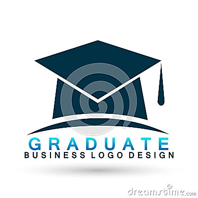 Graduates hat academic high education institute logo icon successful graduation student bachelor icon element on white background Cartoon Illustration