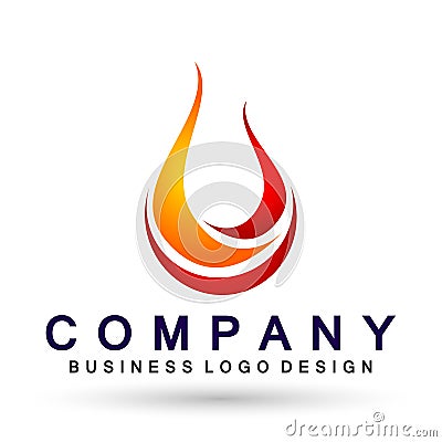 Flame fire logo, modern flames logotype symbol icon design vector on white background Cartoon Illustration