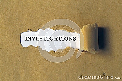 Investigations word on white Stock Photo