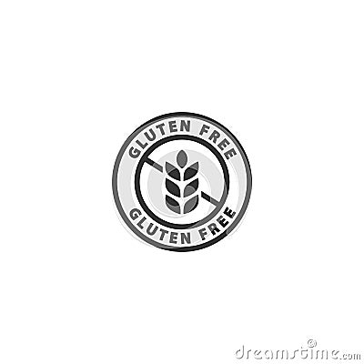 Gluten free black isolated label. Vector Illustration