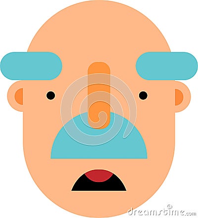 aged man worried face flat deaign Vector Illustration