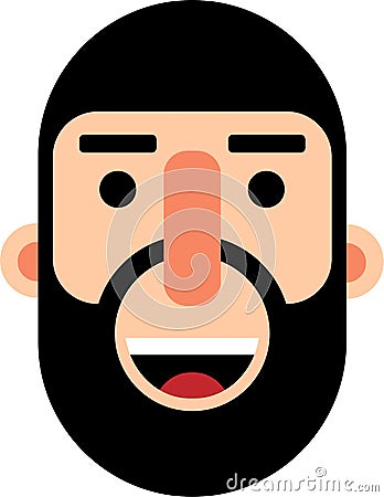 Middle age man with full beard smilling face flat deaign Vector Illustration