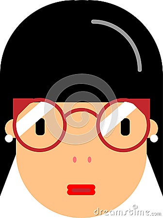 Young girl face flat deaign Vector Illustration