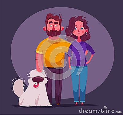 Happy couple in love. Character design. Cartoon vector illustration Vector Illustration
