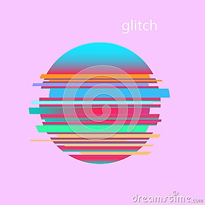 Glitch cirlce digital background simple logo vector Stock Photo