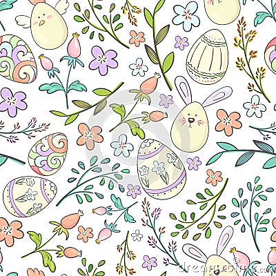 Easter spring seamless pattern Vector Illustration