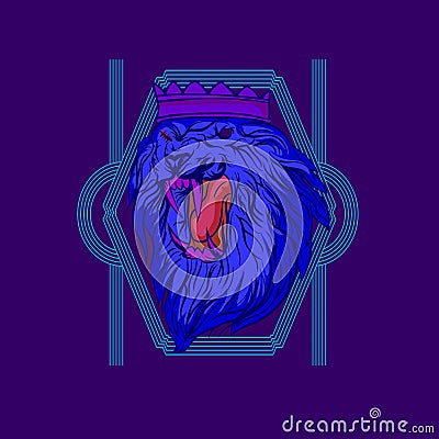 The Blue Lion Mascot Vector Illustration