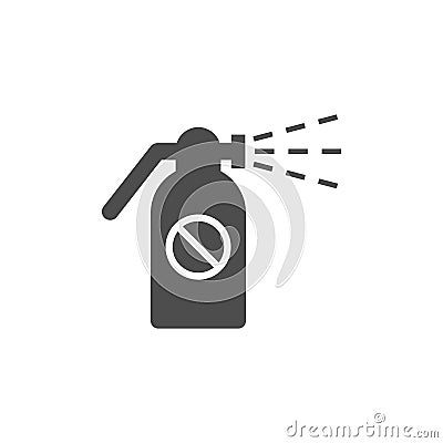 Atomizer with ban sign sprayer gun vector icon. Spraying pesticides symbol black flat icon. Vector Illustration