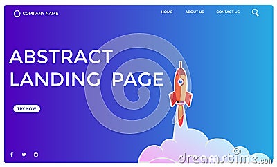 Abstract landing page design -abstract rocket design Stock Photo