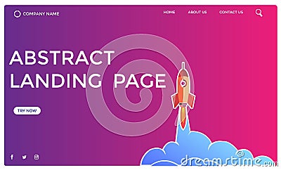 Abstract landing page design -abstract rocket design Stock Photo