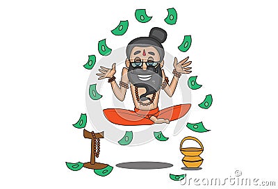 Vector Cartoon Illustration Of Cute Data Baba. Vector Illustration