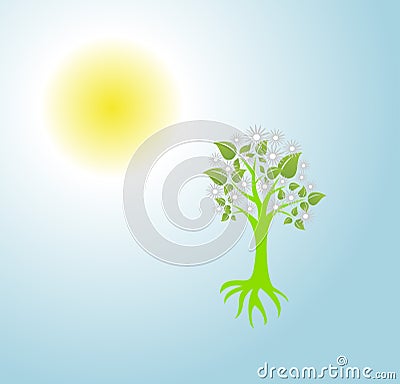 Roots green tree Cartoon Illustration