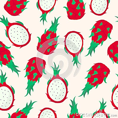 DRAGON FRUIT SEAMLESS PATTERN Stock Photo