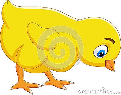 Cartoon funny baby chick isolated on white background Vector Illustration