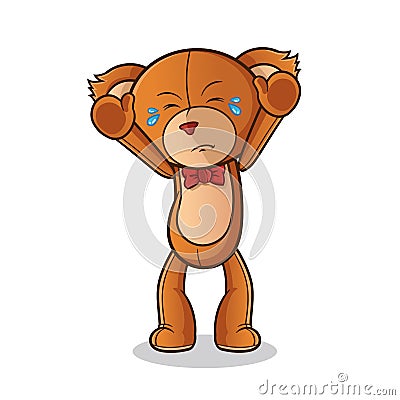 Teddy bear doll surrender mascot vector cartoon art illustration Vector Illustration