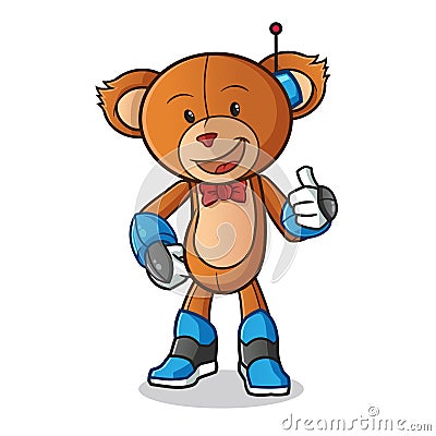 Teddy bear robot mode mascot vector cartoon art illustration Vector Illustration