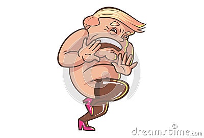 Vector Cartoon Illustration Of Cute Trump. Vector Illustration