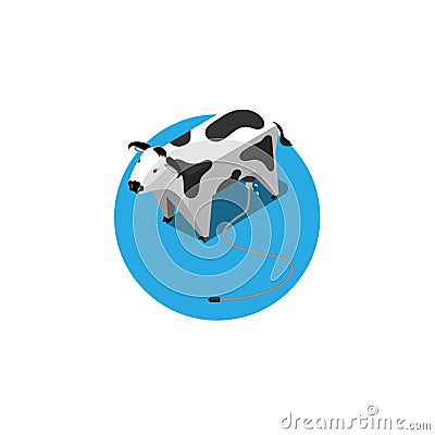 Vector Paper box animal,Cow Milking Vector Illustration