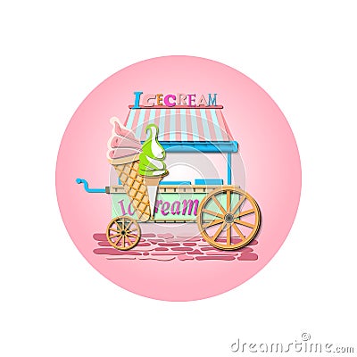 Ice cream market cart mockup. Vector Illustration