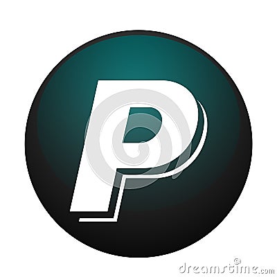 PayPal online bank logo button icon in black blue vector with modern gradient design illustrations on white background Cartoon Illustration
