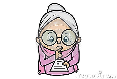 Vector Cartoon Illustration Of Cute Grandmother. Vector Illustration