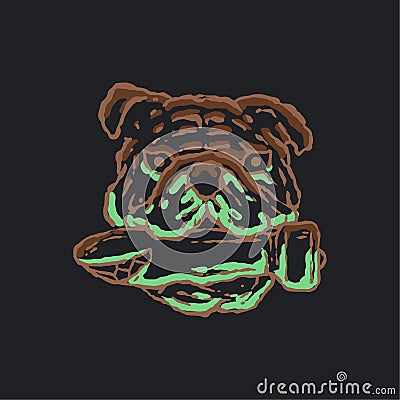 Bulldog Illustration with bullet Cartoon Illustration