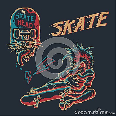 Punk skate element vector art Vector Illustration