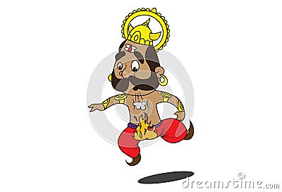 Vector Cartoon Illustration Of Cute Ravan. Vector Illustration