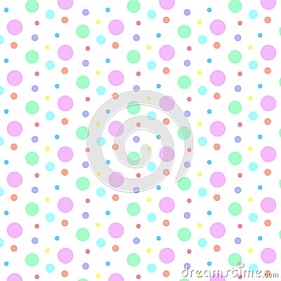 Seamless Colorful Polka Dots Pattern in White Background Stock Photo