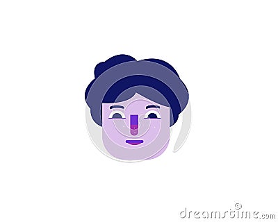 Flat illustration of a purple face of a man Stock Photo