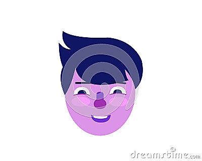 Purple man face illustration in flat style Cartoon Illustration