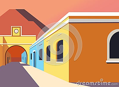 Creative modern building illustration design Cartoon Illustration