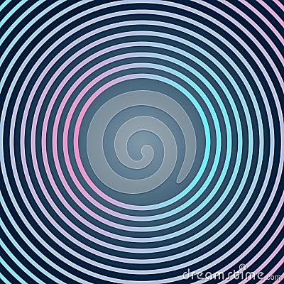 Vector Abstract High Technological Shining Concentric Circles Pattern in Dark Blue Gradient Background Cartoon Illustration