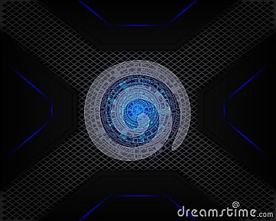 Technology blue light in mesh shadow dark grey as background Vector Illustration