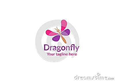 Unique dragonfly logo template.simple shape and color. vector. editable Vector Illustration