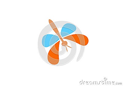 Unique dragonfly logo template.simple shape and color. vector. editable.Dragonfly logo design with simple shape and color illustra Vector Illustration